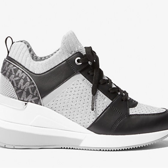 Michael Kors Georgie Stretch Knit and Leather Trainer - Picture 2 of 5